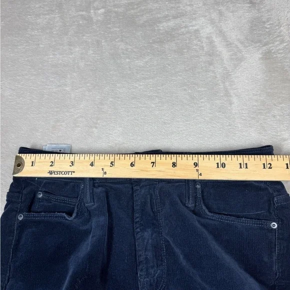 MOTHER Mid Rise Dazzler Corduroy Ankle Fray Night Sky Dark Navy Blue Pants 24 - Picture 9 of 16